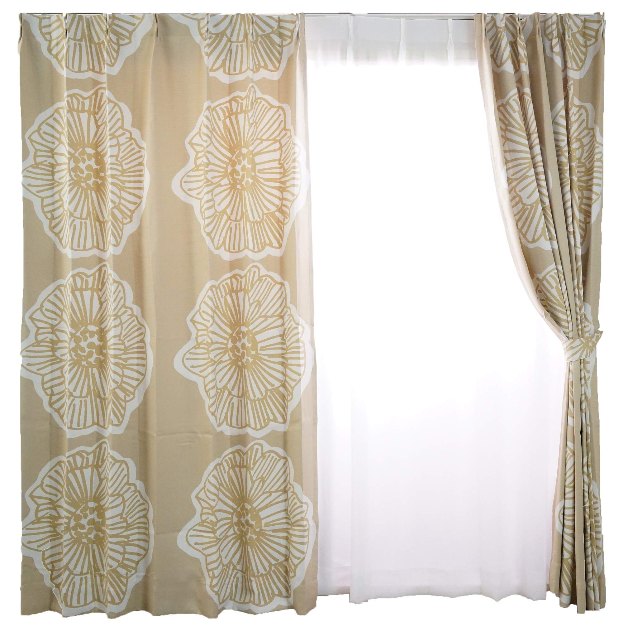 Amazon｜スミノエ(Suminoe) カーテン ベージュ 幅180cm ×丈210cm